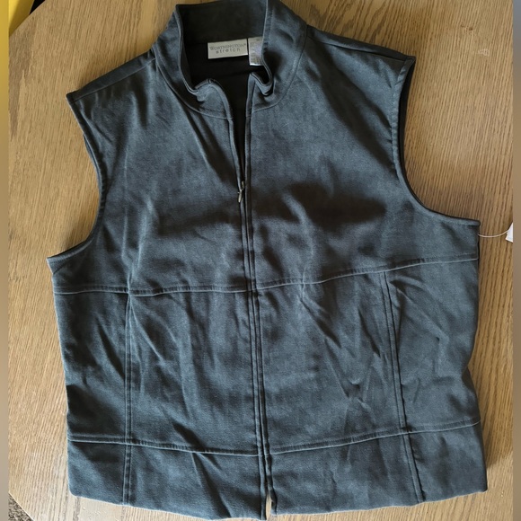 NWT Worthington Stretch Suede Olive Zip Vest Plus Size - Picture 2 of 9